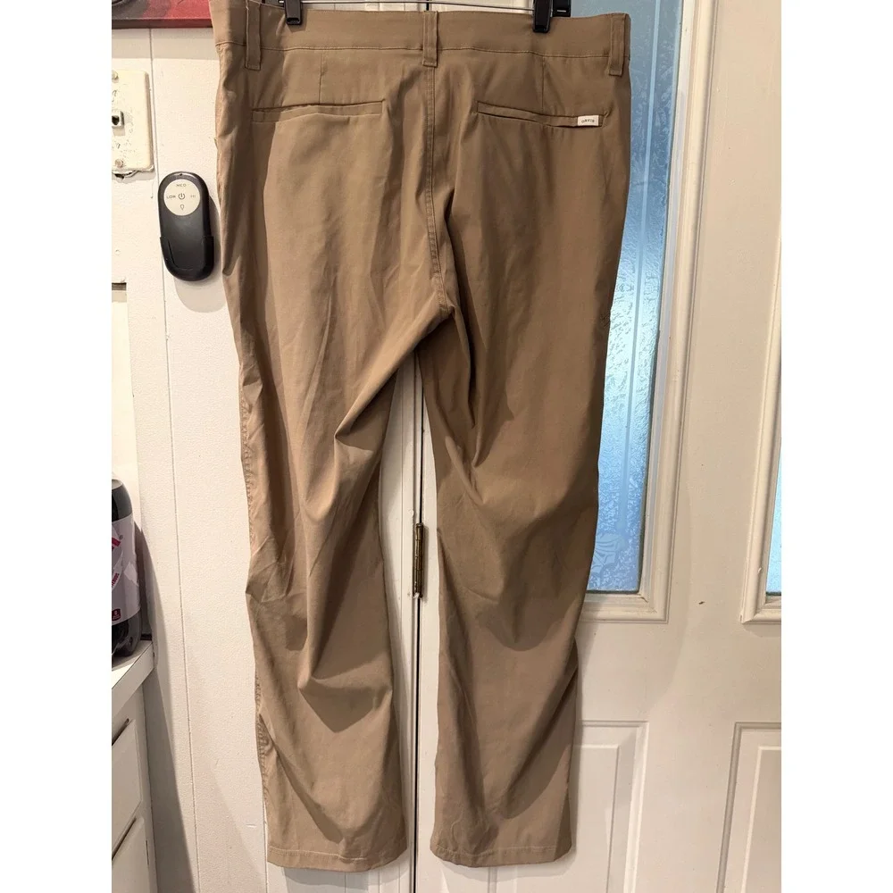 Orvis Mens Performance Stretch Khaki Pants Tan Straight Leg Hiking 1525905